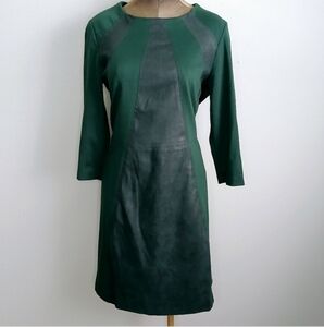 Soho Dress Women's Size 12 Green Colorblock Buisness Casual Faux Suede